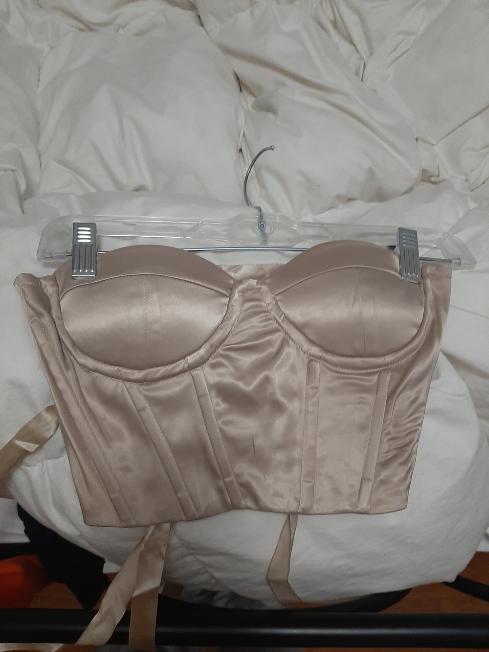 Princesscore Satin Longline Bustier Corset Top - Nude